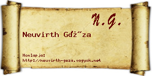 Neuvirth Géza névjegykártya
